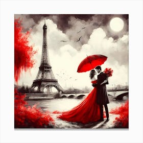 Romantic Parisian Capturing Love by the Eiffel Tower - Perfect for Gifts or Home Decor Canvas Print