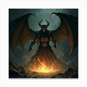 Demon Conjuring Dark Magic In A Glowing, Eerie Vortex 1 Canvas Print