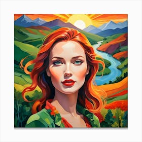 Woman With Red Hair Canvas Print