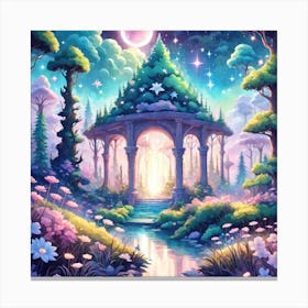 A Fantasy Forest With Twinkling Stars In Pastel Tone Square Composition 60 Canvas Print