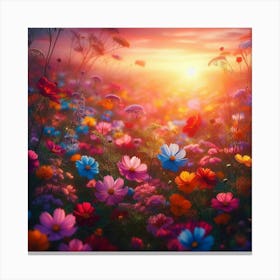 Colorful Flowers At Sunset 2 Toile