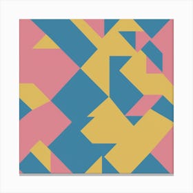Abstract Geometric Pattern in Pink, Blue and Yellow Canvas Print