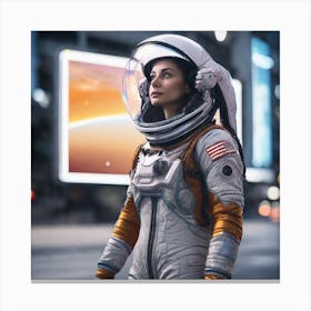 Woman Astronaut In Spacesuit Canvas Print