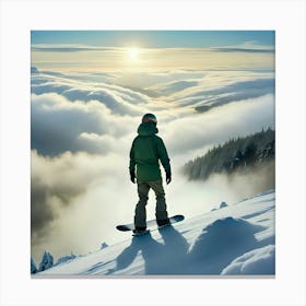 Snowboarder In The Clouds Canvas Print