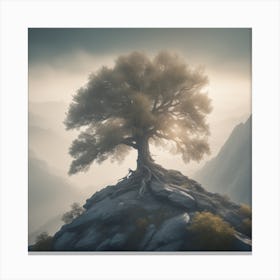 Tree On Top Of A Mountain 7 Canvas Print
