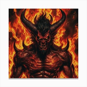Demon In Flames 2 Canvas Print
