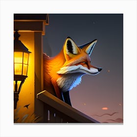 Fox In The Night Canvas Print