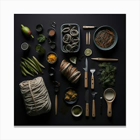 Barbecue Props Knolling Layout (45) Canvas Print