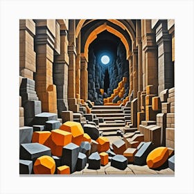 Ajanta Caves Entrance, India Cubism Style Canvas Print