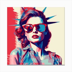 Woman In Sunglasses like Liberty Statue Canvas Print