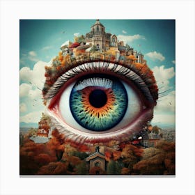 Firefly Surreal Building Sized Eye With Seasonal Layers 3761 Canvas Print