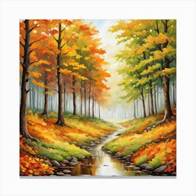 Forest In Autumn In Minimalist Style Square Composition 148 Canvas Print