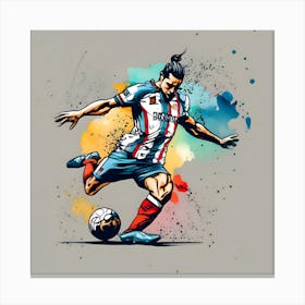 Soccer Player Kicking The Ball Canvas Print