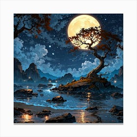 Leonardo Anime Xl Create A Fantasy Landscape Featuring A Glowi 2 Canvas Print