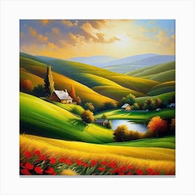 Poppies In The Countryside Canvas Print