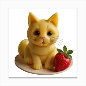 Cat And Strawberry Canvas Print