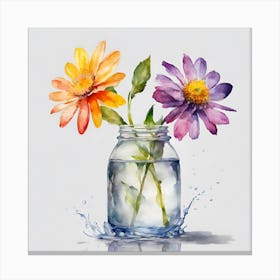 Flowers In A Jar 3 Canvas Print