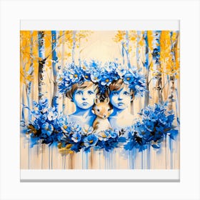 Two Girls In Blue Canvas Print