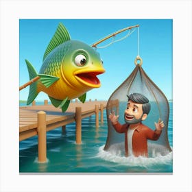 Fishing On A Dock Canvas Print