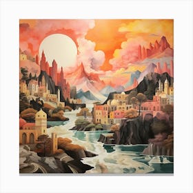 Canvas of Whimsy: Italian Landscape's Abstract Marvel Canvas Print