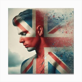 A british flag, a man Canvas Print