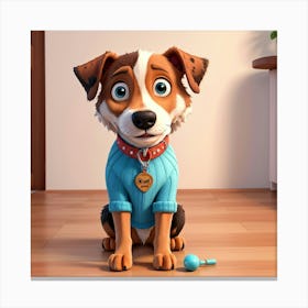 Dog In Blue Sweater Canvas Print