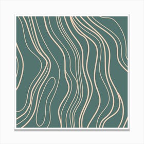 Minimalist Topography Emerald Lines Pattern Art Canvas Print