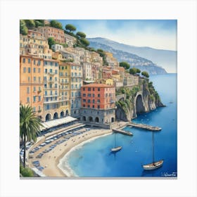 Sorrento Italy Blue Drawing Art Print 3 1 Canvas Print