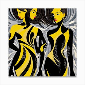 Two Women In Yellow Dresses Canvas Print