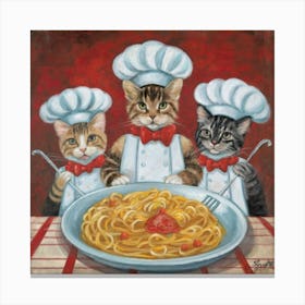 Singing Chef Cats Pasta Serenade Print Art Canvas Print