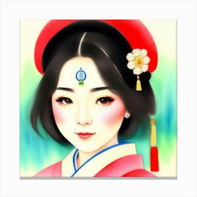 Timeless Allure: Portrait of a Japanese Geisha Canvas Print