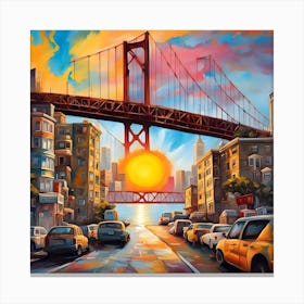 Sunlit Majesty Under The San Francisco Bridge Canvas Print