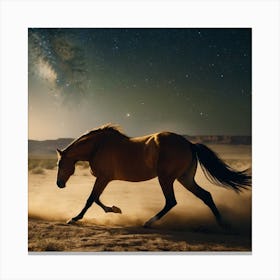 Horse Running In The Desert Canvas Print