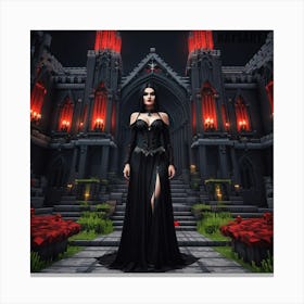 Woman In A Dark Castle Canvas Print