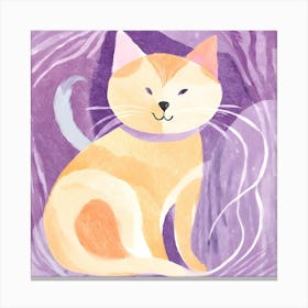 Smiling Cat On Purple Background Canvas Print