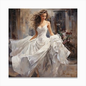 Woman In A White Dress 1 Canvas Print