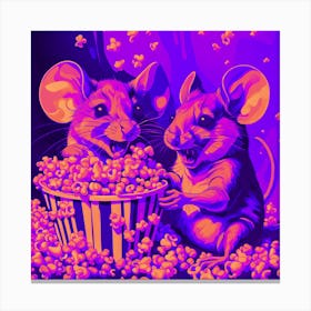 Mice Eating Popcorn Canvas Print