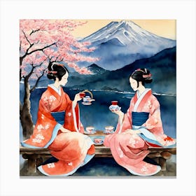 Japanese Sakura In Mountain 6 Canvas Print
