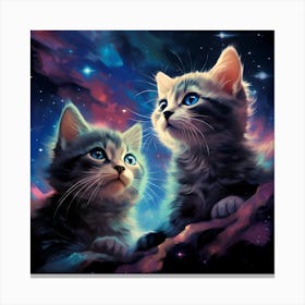 Neon Kitty: Galactic Whispers Canvas Print