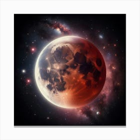 Red Blood Moon In Space Canvas Print