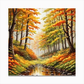 Forest In Autumn In Minimalist Style Square Composition 303 Canvas Print