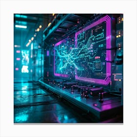 Cyber Interface With Intricate Neural Connections Symbolizing Ai And Human Cognitive Interaction Ne (1) Canvas Print