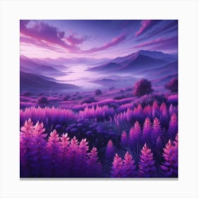 Purple Flowers At Sunset 5 Canvas Print