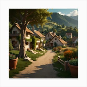 Village In The Mountains Canvas Print