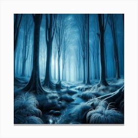 Dark Forest At Night Canvas Print