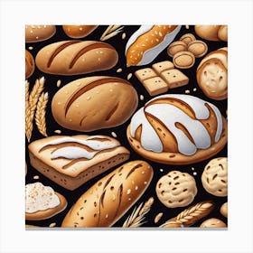 Bread Seamless Pattern 5 Canvas Print