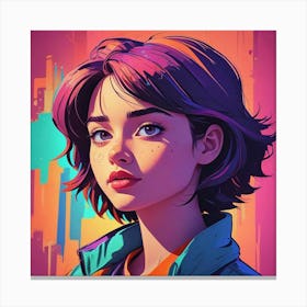 Girl In A Colorful Jacket Canvas Print