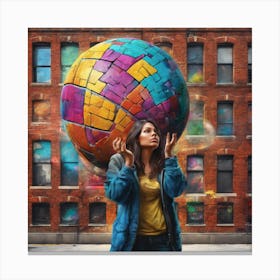 Girl With A Globe Canvas Print