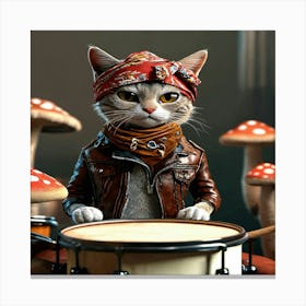Cat Playing Drums 1 Canvas Print