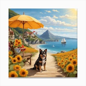 Sunflowers On The Beach Canvas Print